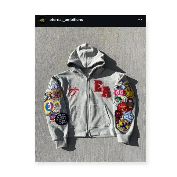 Limited Edition: new Eternal Ambitions ↯ Patch Work Hoodie ↯ Sweatshirt Grey ↯ L - Picture 3 of 16